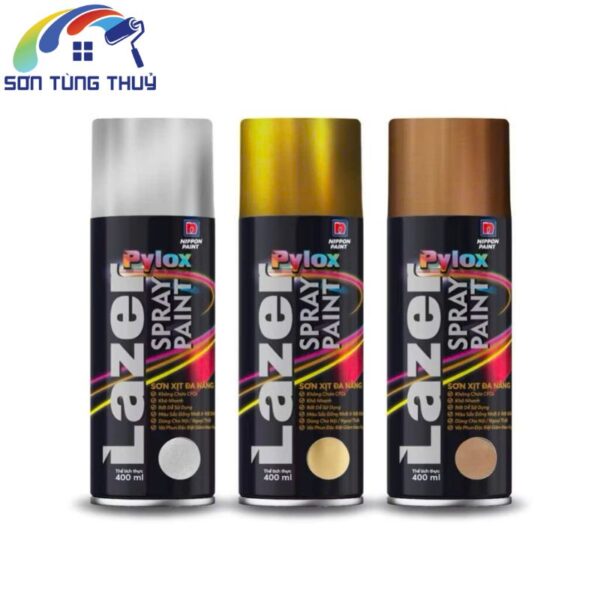sơn xịt đa năng Pylox Lazer màu ánh kim